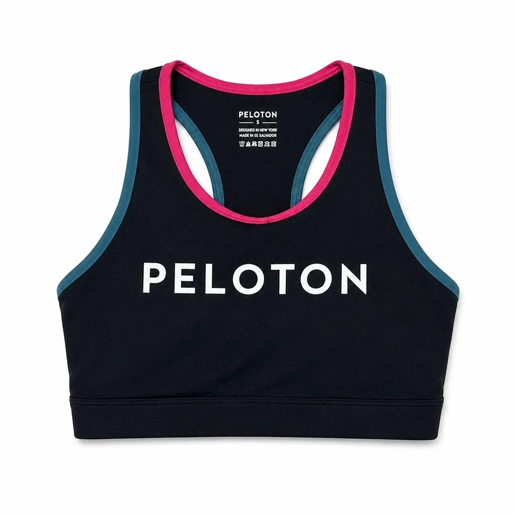 Peloton‎ Padded Sports Bra Black Pink Blue Racerback Size Small